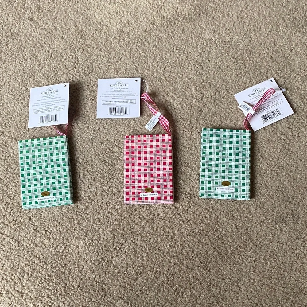 Festive Christmas Party Favor Bags - Red, Green, Pink Ornaments